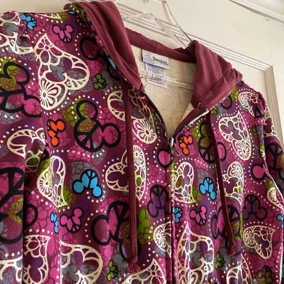 Disneyland Resort Peace Mickey Mouse Zip Up Hoodie Peplum Jacket Size S - Picture 6 of 13